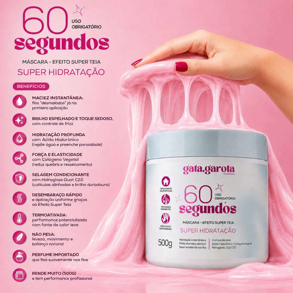 Máscara 60 Segundos Super Teia Desmaia Fios Hidratação Capilar Cabelo Antifrizz Brilho 3D Gata Garota — imagem 1