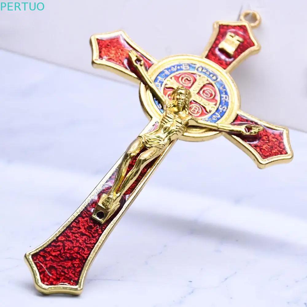 Pingente De Crucifixo PERTUO Saint , Charme Religioso Oração Católica Cruz De Jesus , Decoração Religiosa Vintage De Lig