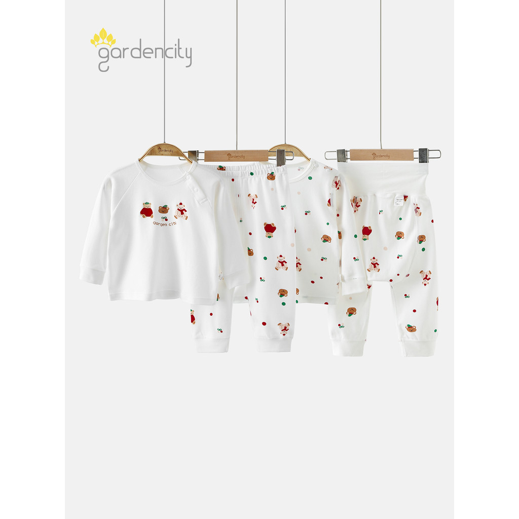 Bebê bebê Homewear conjunto primavera outono quatro estações Modal algodão urso de natal ano novo masculino feminino beb
