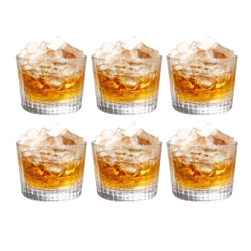 Jogo 6 Copos Whisky 300ml Drinks Bebidas Bar Transparente Cristal Vidro Baixo Uisque Resistente Luxo