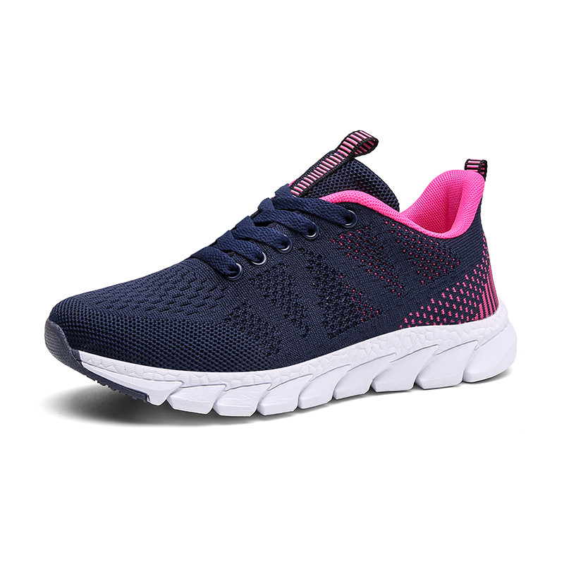 Imagem Tênis Femininos para Caminhada em Malha Rosa com Bolinhas, Solado Antiderrapante Segmentado, Tênis Macios para Idosos pa