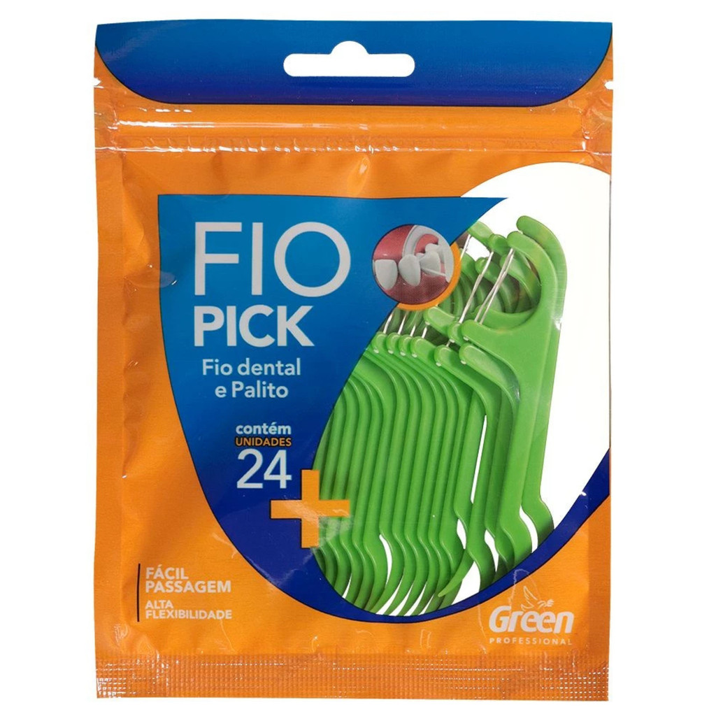 Fio Dental Com Haste e Palito FioPick - Cabo de Alta Flexibilidade - Green