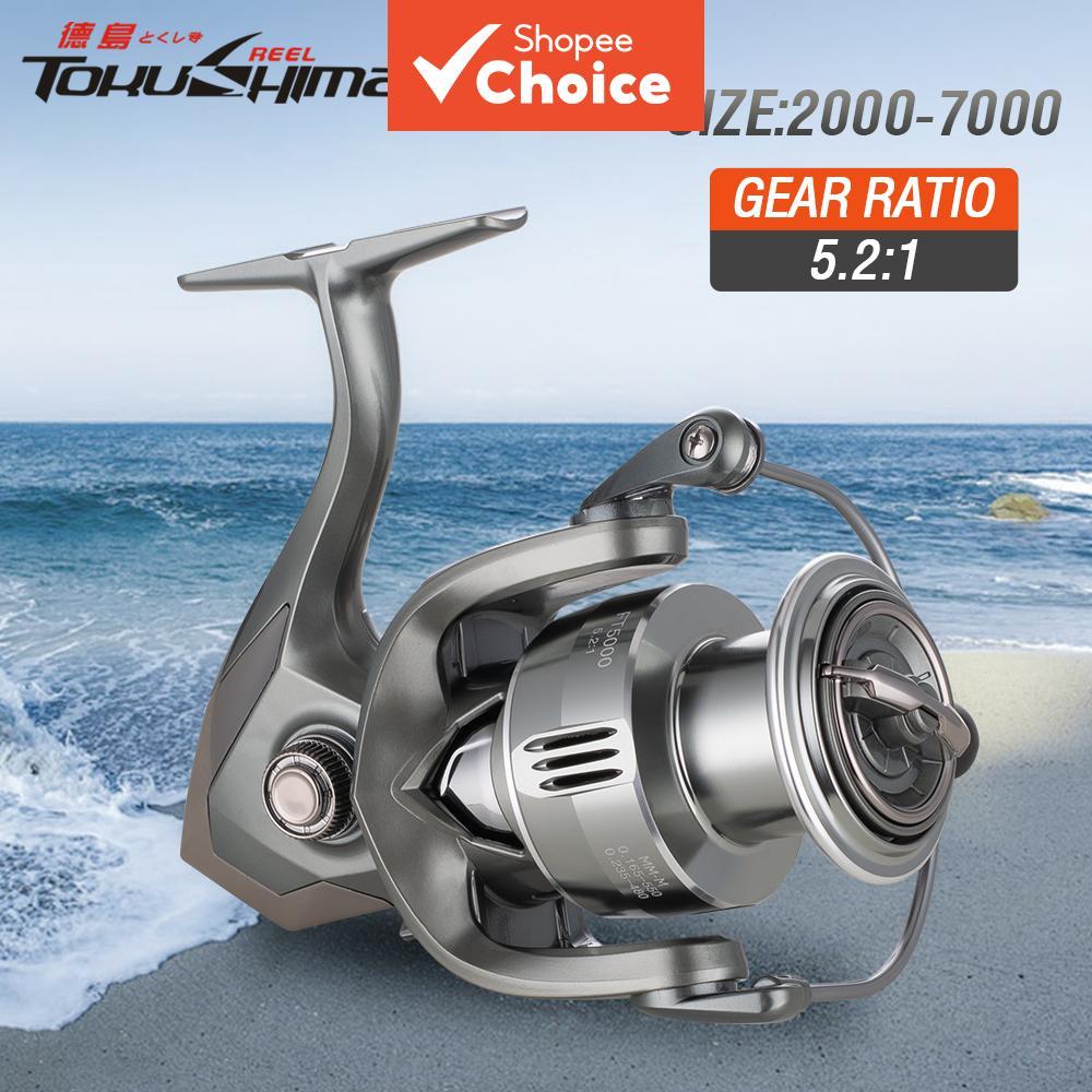 Carretilha Tokushima 1 peça da série 2000-7000, arrasto máximo de 10 kg, para robalo, truta, pique, robalo-vermelho e
