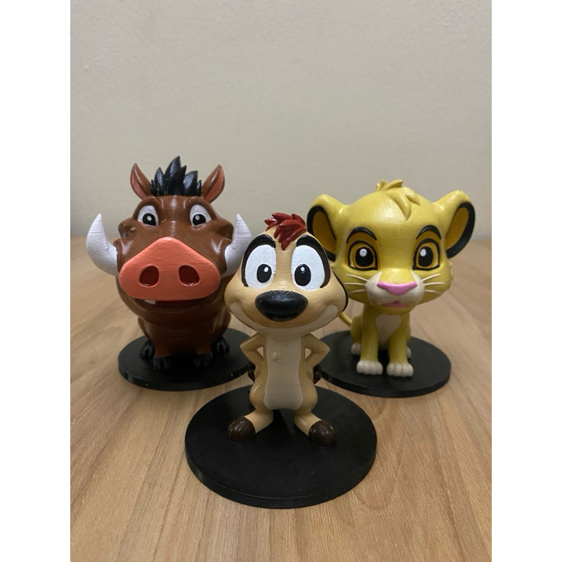 Boneco Colecionavel REI LEAO SIMBA TIMAO PUMBA Figura Decorativa Action Figure Colecionaveis Impressao 3D