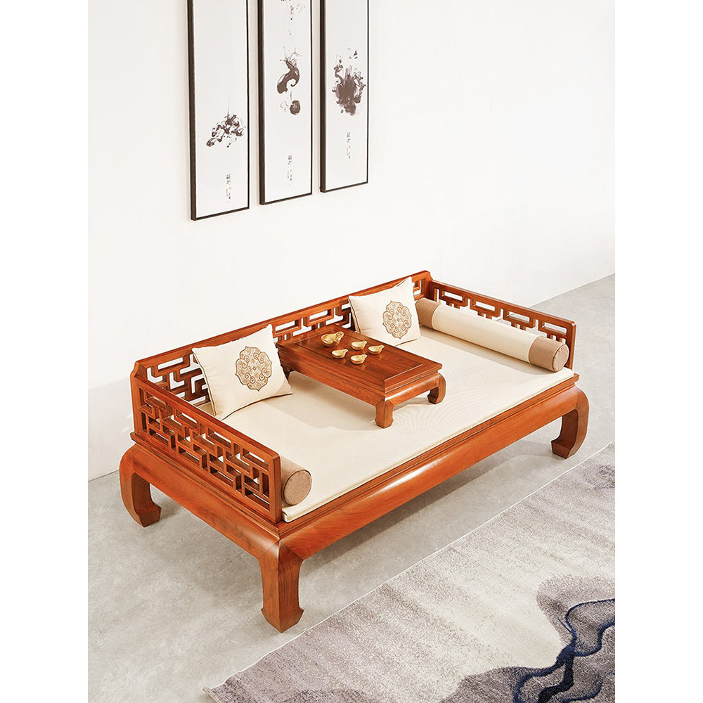 Sofá-cama Original madeira maciça mogno móveis chinês antigo Arhatta clássico birmanês jacarandá grande fruta vermelho s