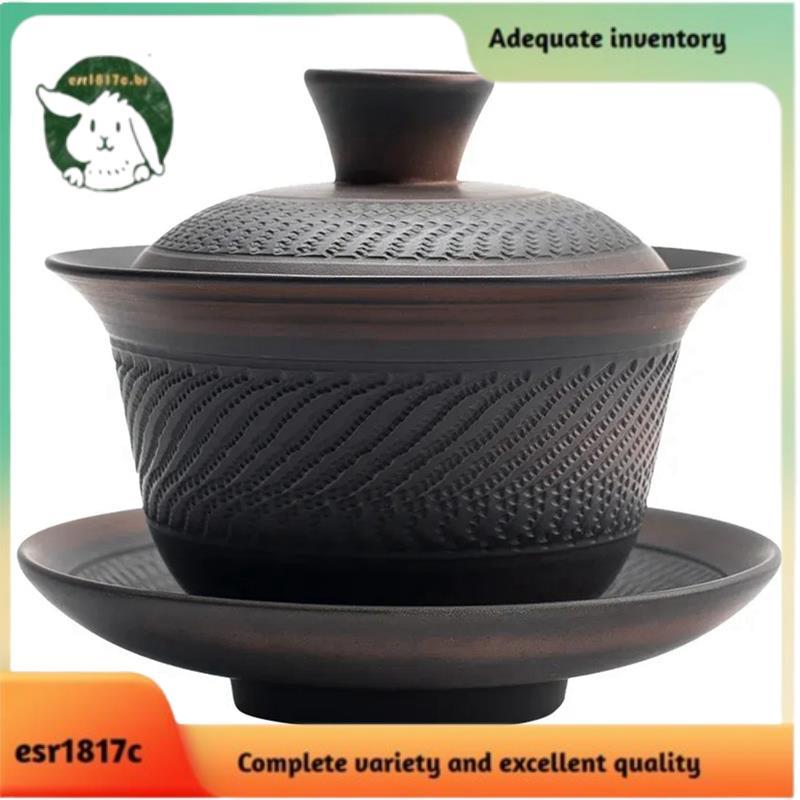 Conjunto De Xícara De Chá De Argila Portátil Artesanal Com Tampa Infusora Caneca De Café De Cerâmica Copo De Suco Presen