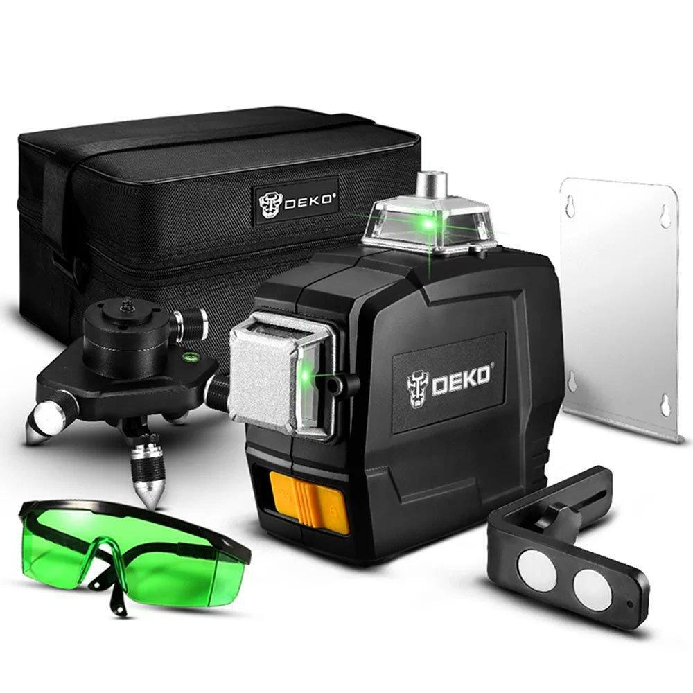 Nível a Laser Profissional 12 Linhas Verdes 20m 532nm - DEKO