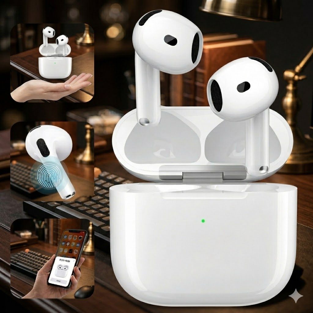 Fone De Ouvido Bluetooth Sem Fio Air 4 Pro Versão 5.4 Sem Borrachinha iOS e Android Premium