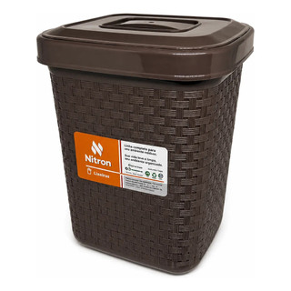 Lixeira Rattan de Pia 4,5L Com Tampa Removível Resistente Para Banheiro e Cozinha Multiuso 