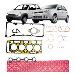 Jogo Junta Superior Motor para Ford Ka / Fiesta / EcoSport - 1.0 8v Zetec Rocam - Metálica sem Retentor (Elring 122.907)