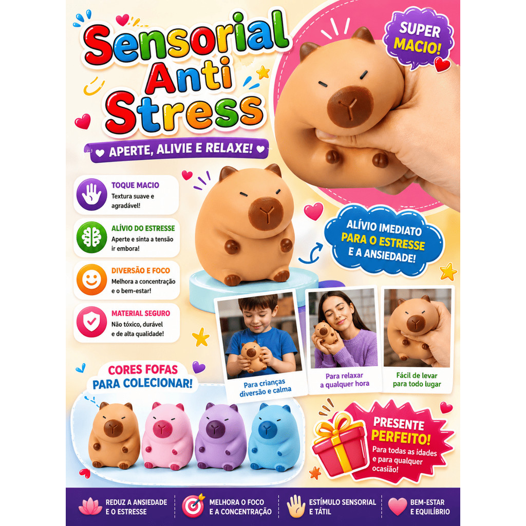 Squishy Toy Brinquedo Capivara Fofa Anti Estresse