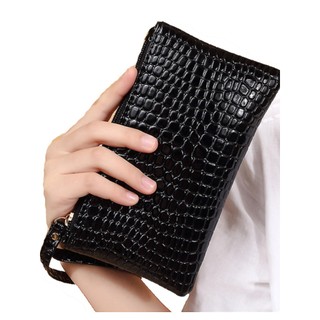 Moda estilo na moda padrão de crocodilo senhoras embreagem moeda bolsa do telefone móvel simples pequeno saco chave pode