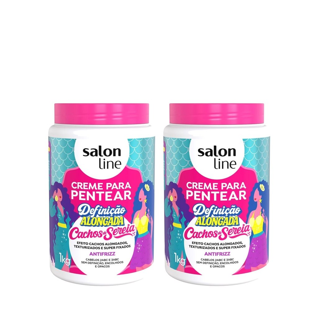 Kit 2 Cremes Para Pentear Definição Alongada Cachos de Sereia 1kg