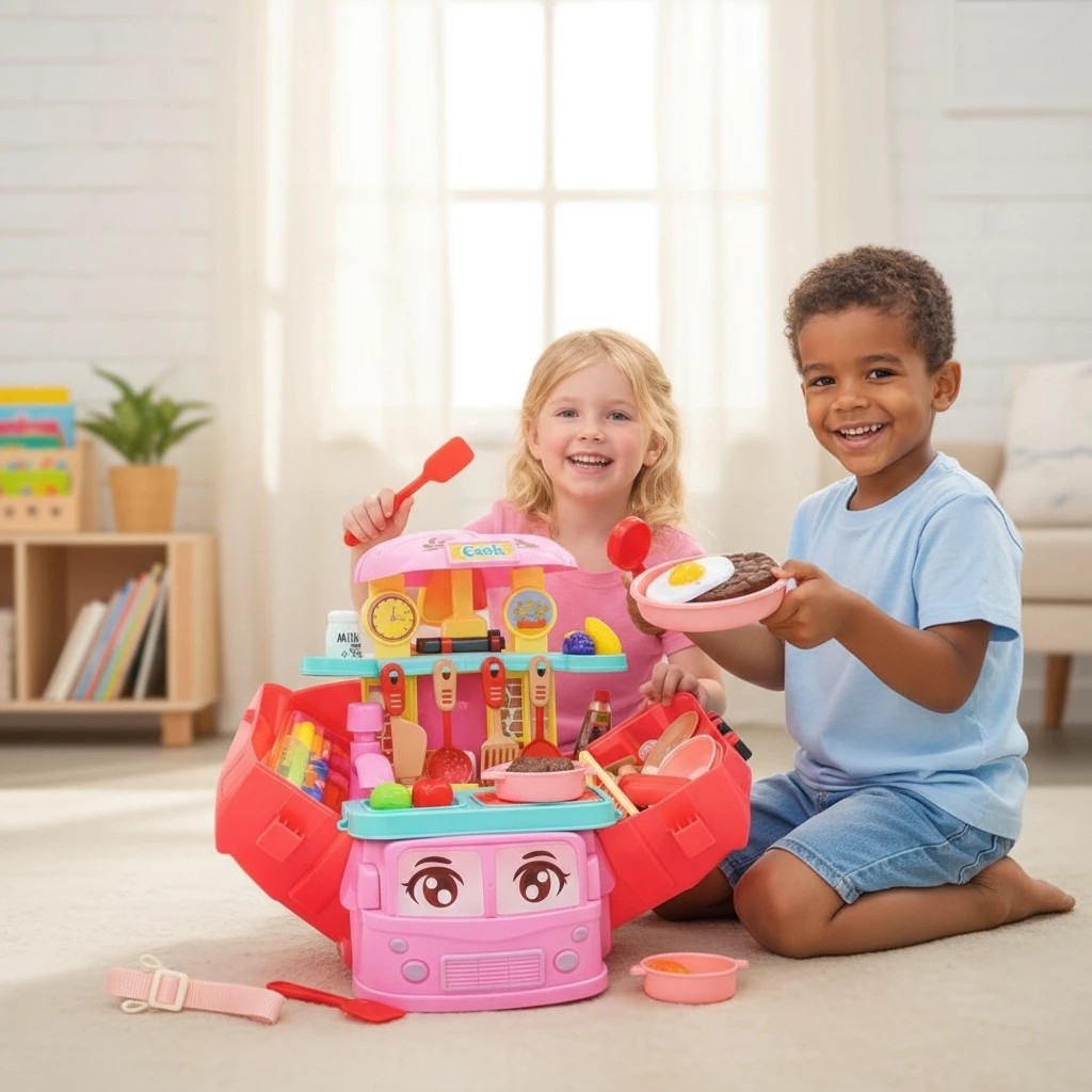 Cozinha Infantil Maleta Food Truck Ônibus Brinquedo Educativo Crianças