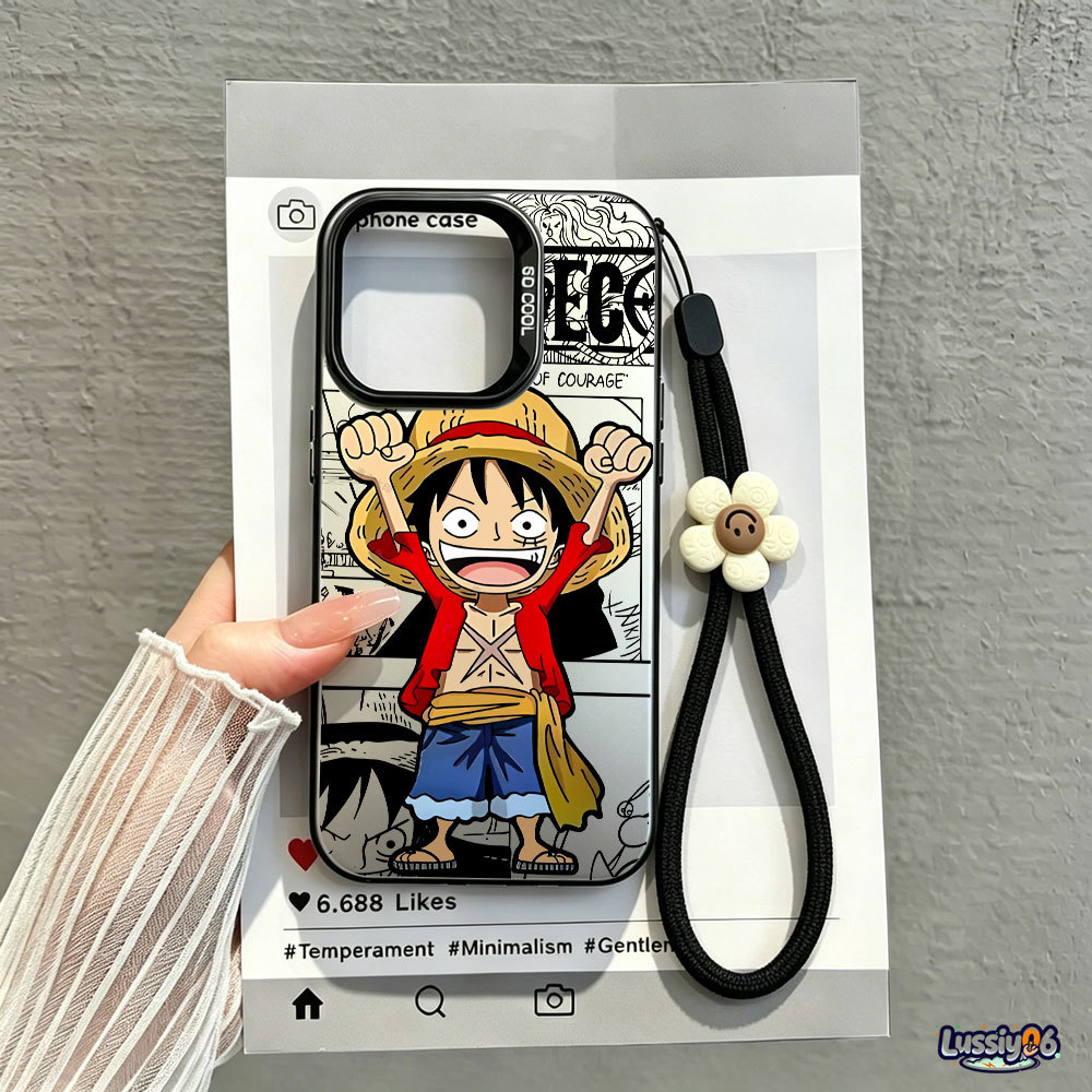 Capa À Prova De Choque Com Cordão Para iPhone 17 Pro Max 16 15 13 11 14 12 11 Xs Plus Air One Piece Luffy Protetora