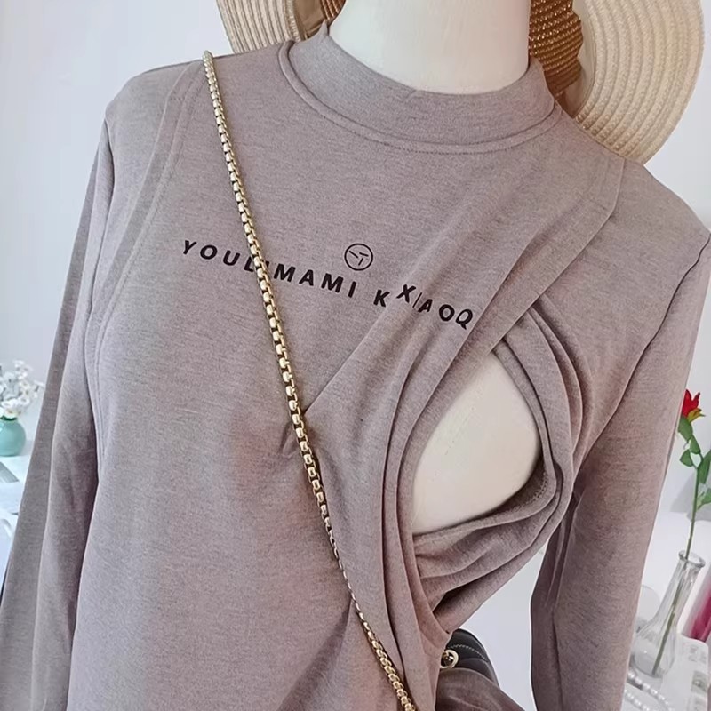 Roupas de enfermagem outono inverno camisa de fundo roupas de enfermagem Develvet bebê mãe roupas de enfermagem roupas d