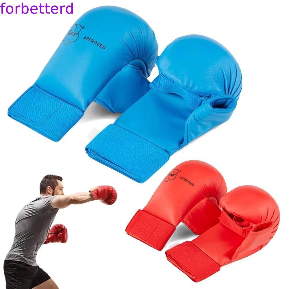 Luvas De Karatê FORBETTERD , Boxe Espessadas Para Treinamento Prático , Protetor De Mão Vermelho Azul Meio Dedo