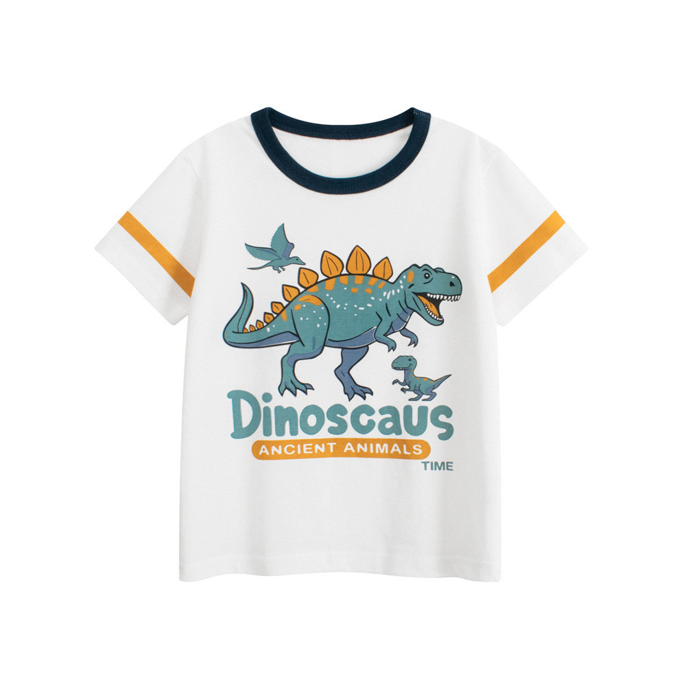 27 crianças puro algodão versão coreana roupas infantis 2026 verão novo estilo meninos camiseta de manga curta carta sup