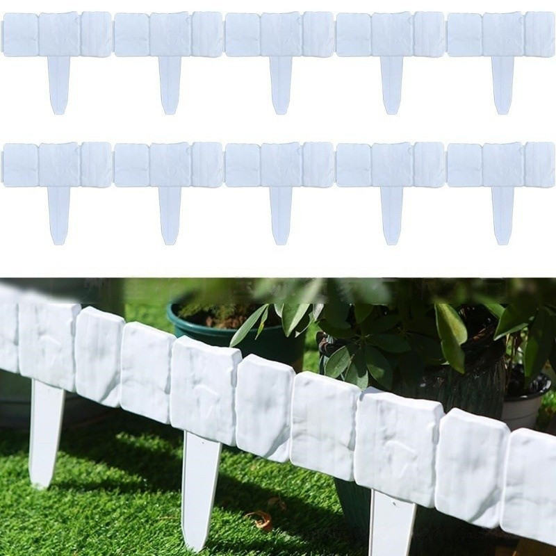 Placa de cerca de jardim de pedra de imitação de 10 peças-Material de resina plástica, adequado para canteiros de flores