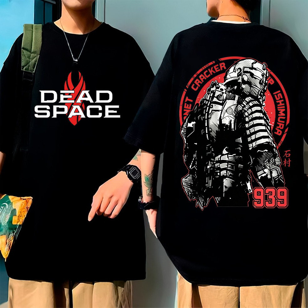 Camiseta Oversized Preta Unissex, Design com Personagem de Dead Space e Logotipo "Dead Space", Estilo Urbano