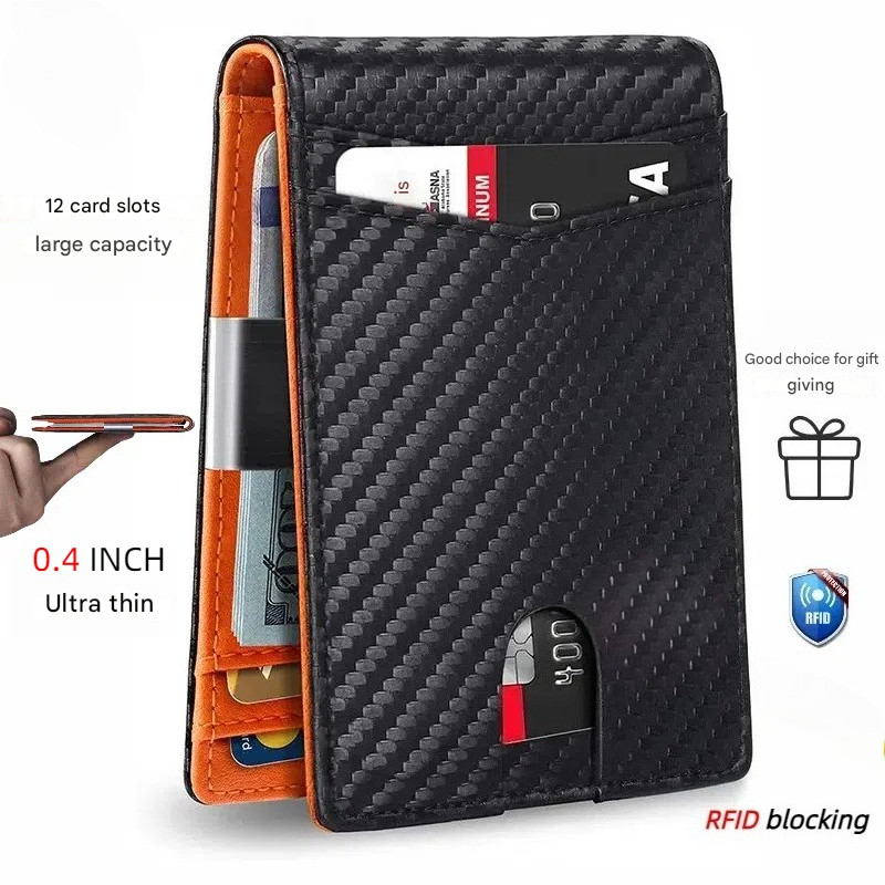 Carteira Masculina Slim com Bloqueio RFID – Porta-Cartões Ultra-Fino e Portátil para Viagens, Negócios e Uso Diário 8899