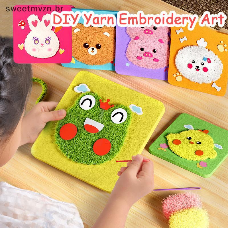sweetmvzn Poke Art Yarn Kit De Bordado Para Crianças-Brinquedo De Aprendizagem De Agulha De Perfuração De Artesanato De
