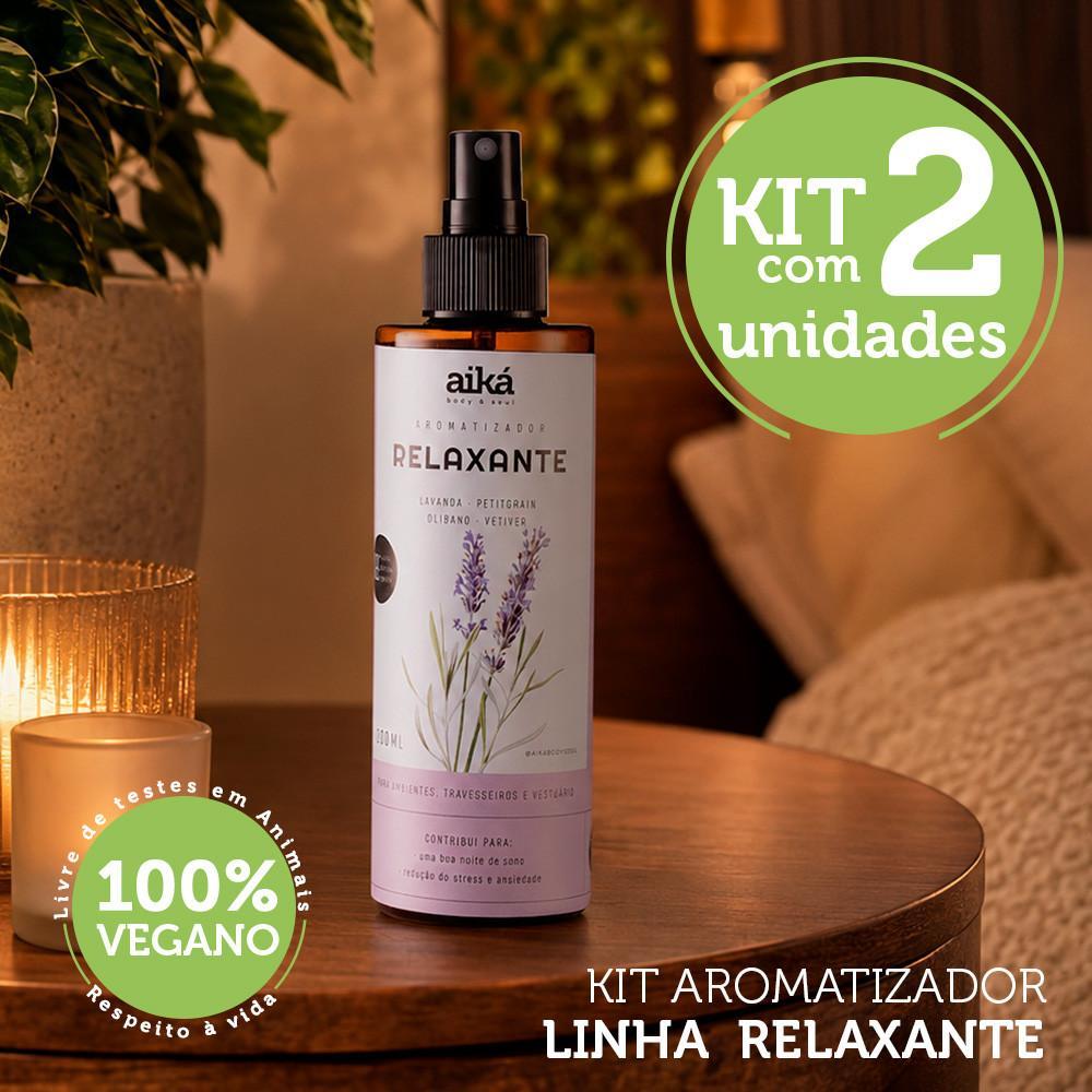 Imagem Aromatizador De Ambiente Spray Aiká Kit Relaxante 2 Unidades Com Óleos Essenciais
