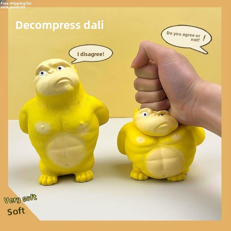 Brinquedo antiestresse de gorila, brinquedo de apertar, gadget antiestresse, bola de descompressão, boneco infantil inov