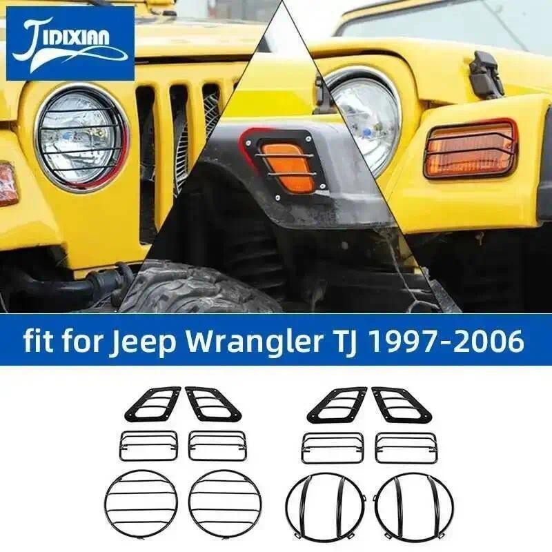JIDIXIAN Carro Exterior Roda Sobrancelha Sinal De Volta Farol Luz Lâmpada Capa Protetora Decoração Para Jeep Wrangler TJ