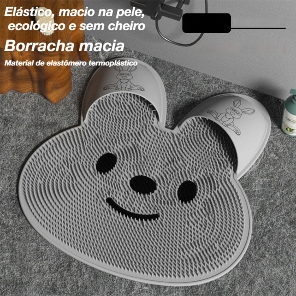 Tapete de banheiro antiderrapante para uso doméstico com massageador e função de limpeza dos pés