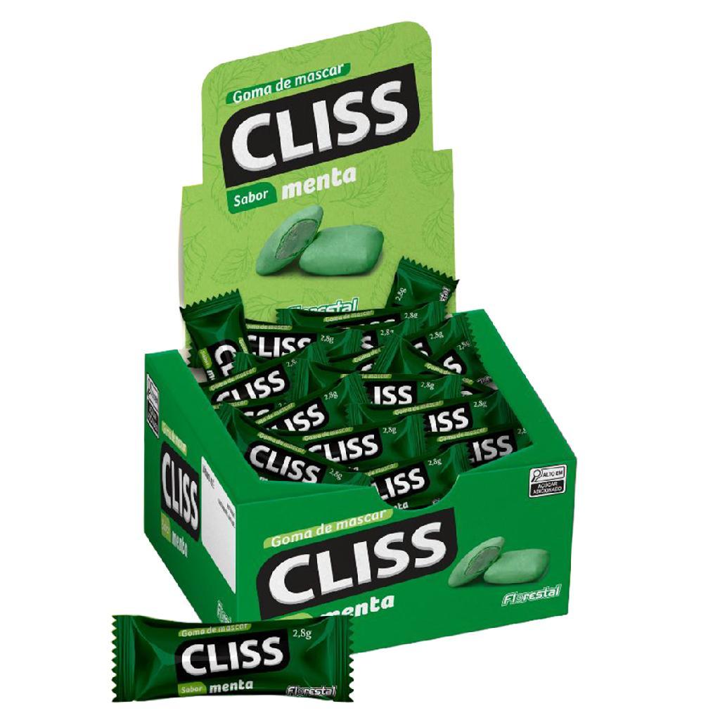 Chiclete goma de mascar cliss sabor menta florestal display de 280g