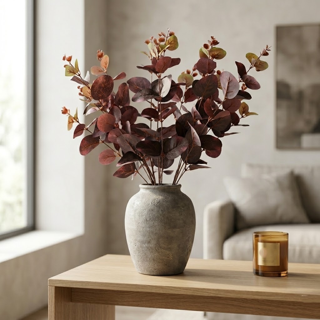 Kit 4 Buquês Folhas De Eucalipto Artificial 48cm 4 Galhos Decoração Realista Arranjo Casa Primo
