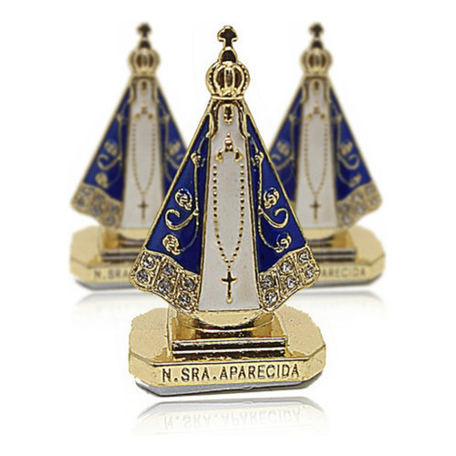 Enfeite Autocolante Dourado Nossa Senhora Aparecida Strass