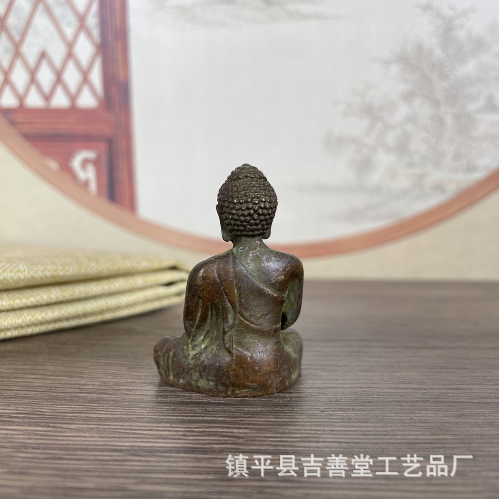 Estátua de Buda Shakyamuni Artesanato Antigo Angustiado Cor Bronze Polpa Mesa Pequena Estátua de Buda Decorações Micro-e