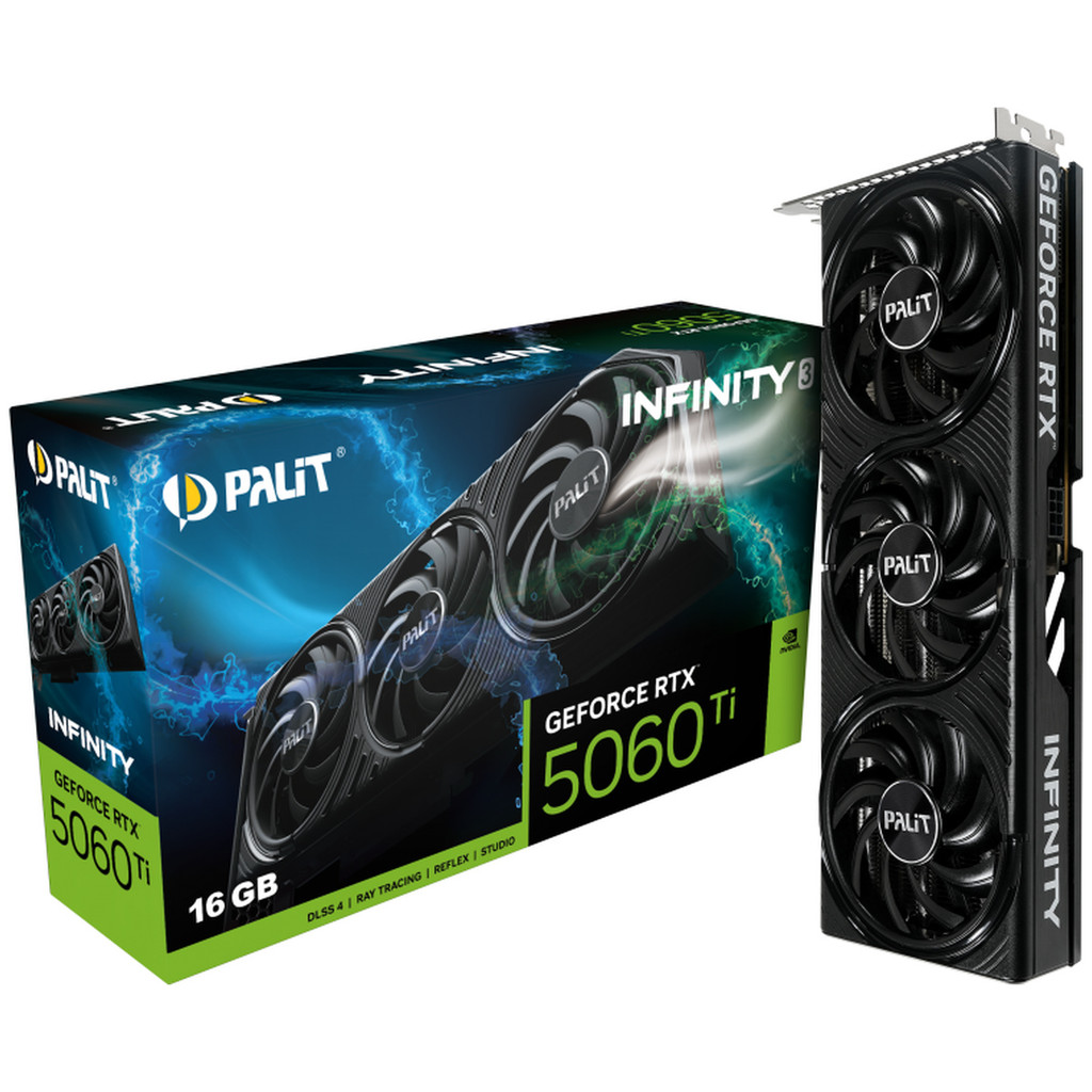 Placa de Video Palit GeForce RTX 5060 Ti Infinity 3, 16GB, GDDR7, 128-bit, NE7506T019T1-GB2061S