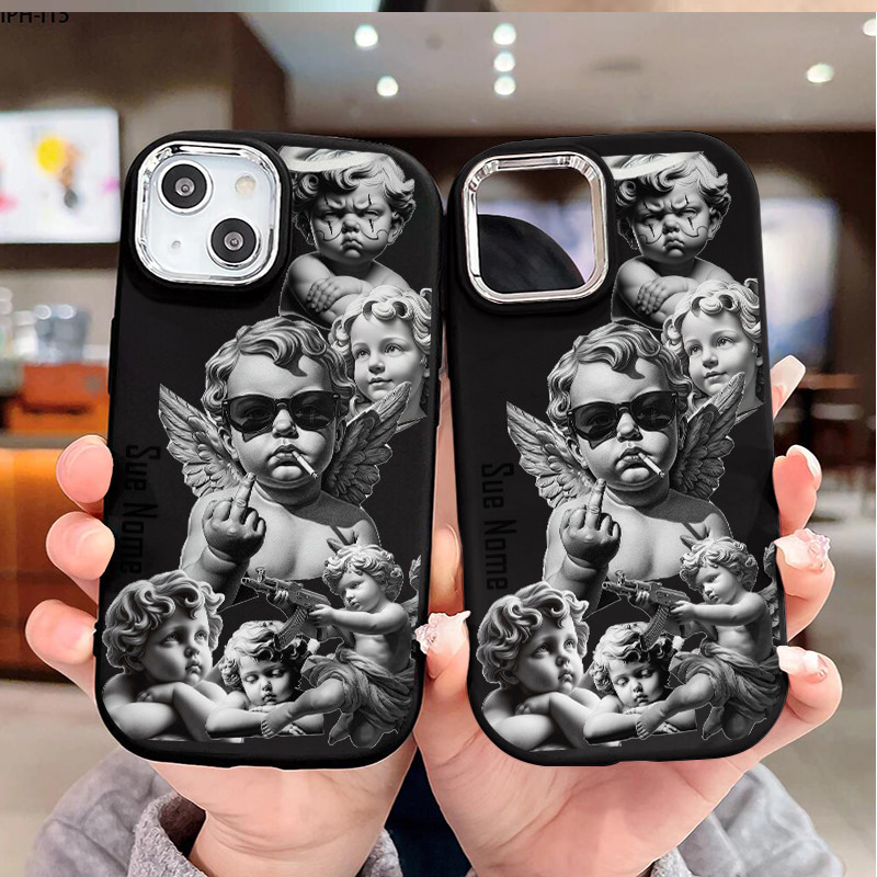 Capinha personalizada para iPhone 11 12 pro 13 14 15 16 17 pro max 14 15 16 plus capa de celula anjo gótico