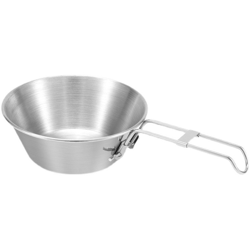 Acampamento ao ar livre piquenique utensílios de mesa 304 aço inoxidável tigela dobrável acampamento panelas equipamento