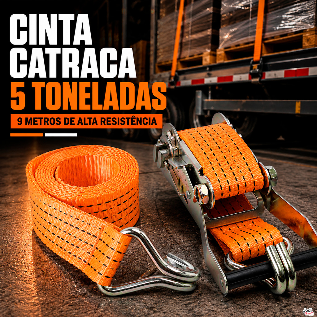 kIT 10 Cinta Catraca Carga 5 Toneladas 9 Metros Caminhão Amarração Fita Amarrar Transporte