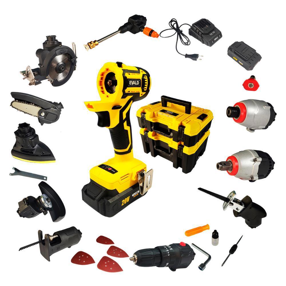 Kit Furadeira Bateria 20V Multifuncional 10 em 1 Brushless EVFM-10 EVALD2