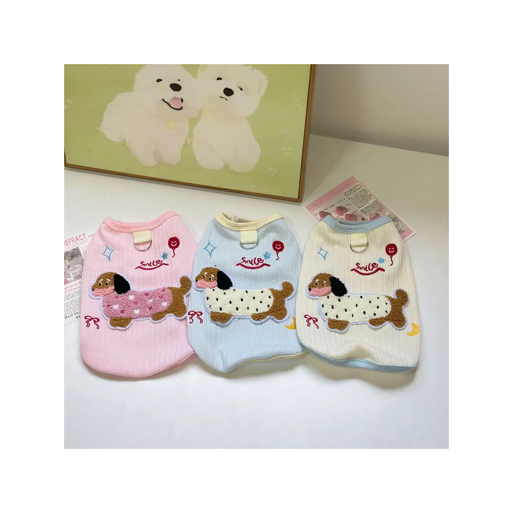 Roupas para cães primavera verão novo estilo bonito colorido Dachshund colete com fivela de tração Teddy Bichon roupas p