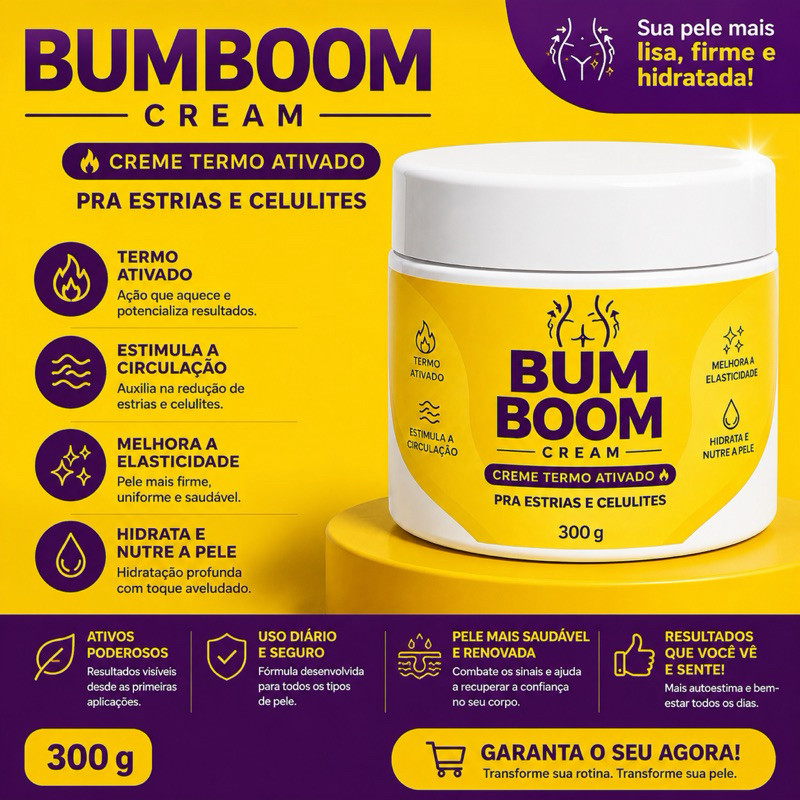 BUMBOOM CREAM Creme Termo Ativado 300g Redutor de Estrias e Celulites Hidratação e Elasticidade
