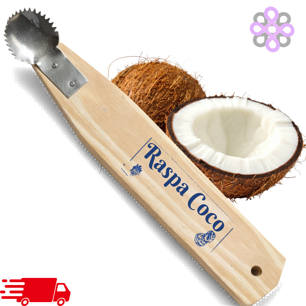 Raspa Ralador de Coco Manual Raspador de Madeira Resistente com Lamina Inox