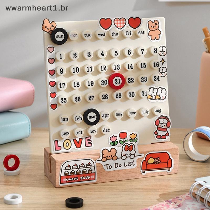 WWARM Tempo Criativo Calendário De Mesa Perpétuo Acrílico Decoração De Casa 3 Anel Data Registro Conjunto De Presente