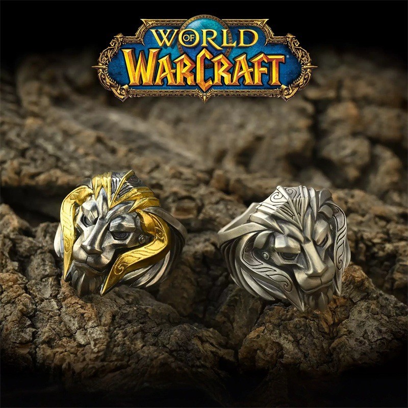 Nicho anel jóias leão jogador coleção emblema Ando mercadoria coroado anel tempestade cidade mercadoria Warcraft jogo WW