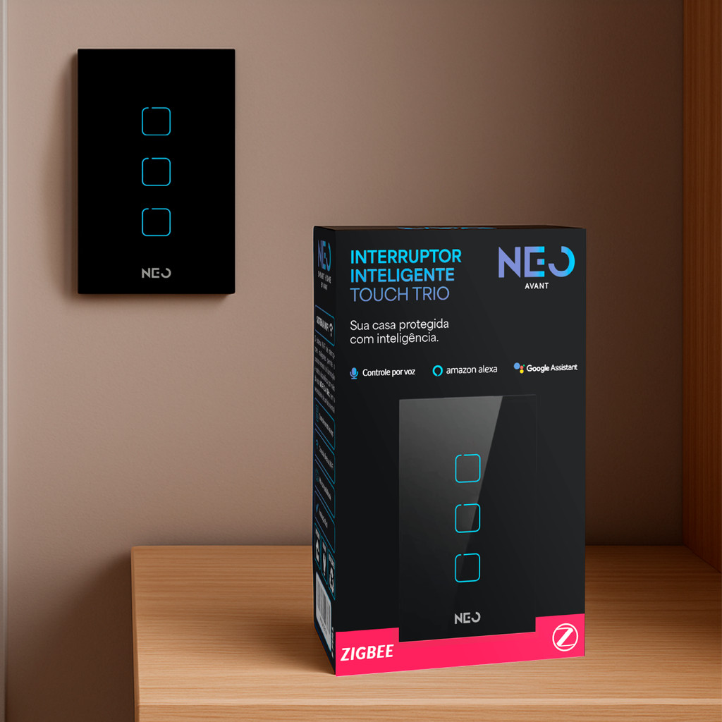 Interruptor Inteligente Touch Zigbee 1/2/3/4/6/8 Botões com Alexa google Bivolt Neo Avant
