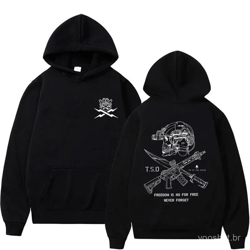 Tip of The Spear X-ray Sparta Tactical Skeleton Print Hoodie Men Women Fashion Oversized Pullover Hoodies Male Casual Tr
