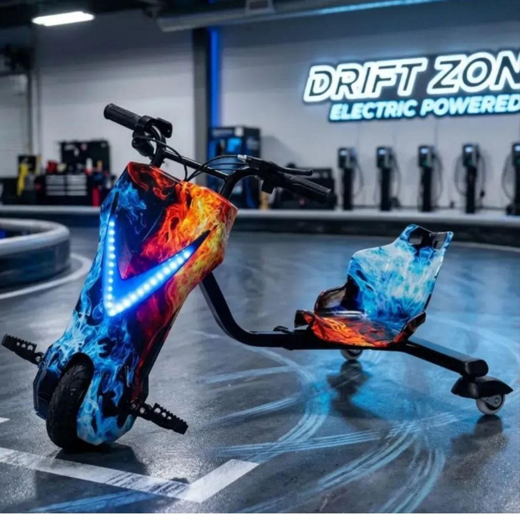 Triciclo Elétrico Drift Trike Infantil Bateria Recarregável 360