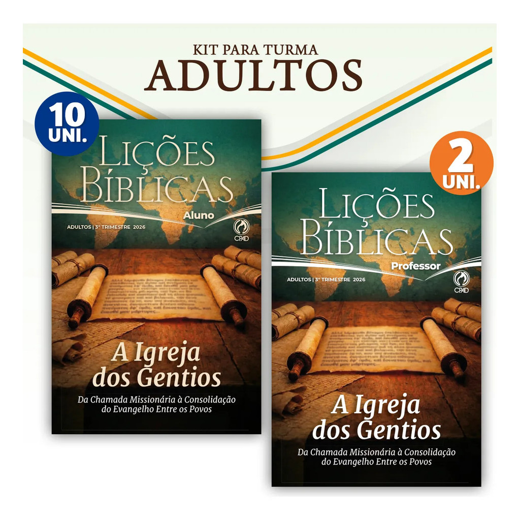 Kit De Lições Bíblicas Adulto - EBD 10 Aluno  + 2  Professor - 3º Trimestre 2026