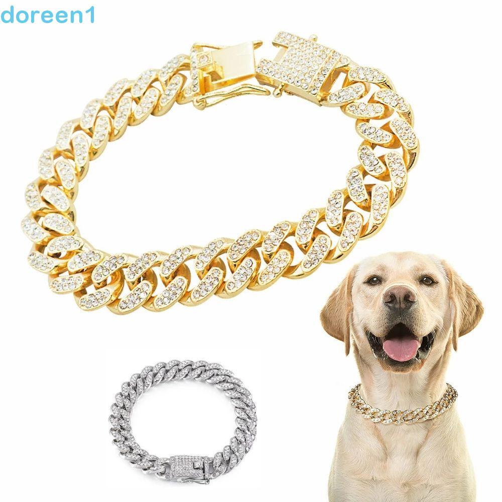 DOREEN Pet Chain Photo Props Personalizado Moda Luxo Acessórios Para Cães Coleira De Strass
