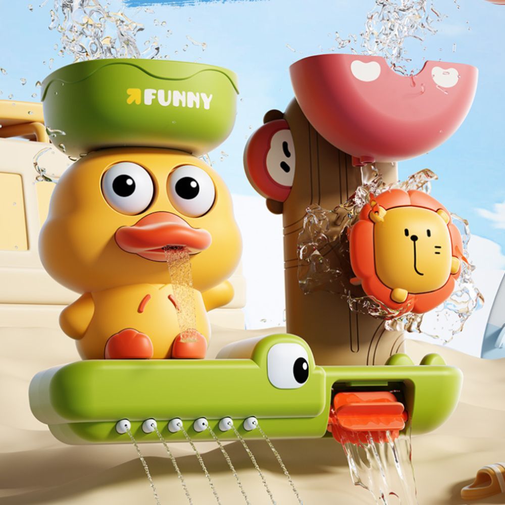 EFFIEO Crocodie Bebê Spin Top Brinquedos De Banho DuckLion Ventosa De Parede Rotativa Roda De Água Brinquedo Jogando Est